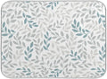 Grey and Blue Leaves branches Dish Drying Mat 16x18 by Wamika