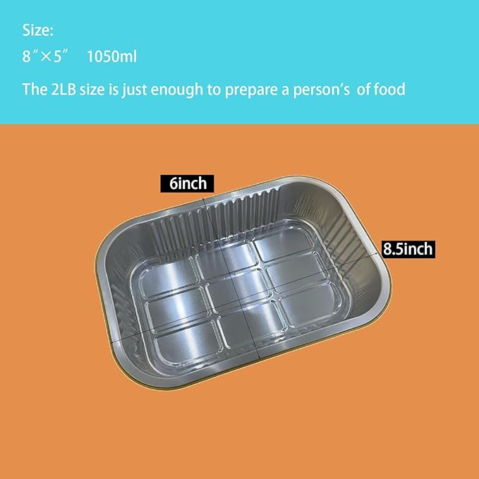 Aluminum Foil Pans with lids 10pack Heavy Duty 2LB Small foil pan 8.5"×6" - Image 4