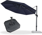 PURPLE LEAF 11 Feet Patio Round Cantilever Umbrella with Base Outdoor Aluminum Offset Umbrella with 360-degree Rotation for Pool Patio Garden Deck Navy Blue - Image 9