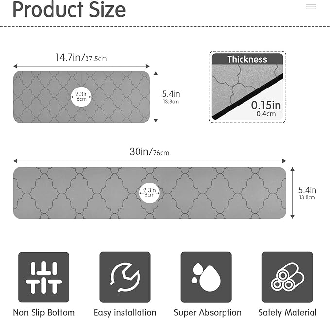 Kitchen Sink Splash Guard 2 PCS 14.7 Inch Sink Faucet Mat Splash Guard - Image 2
