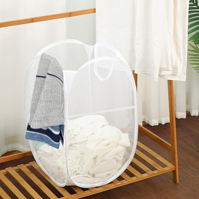 Pack of 2 Pop Up Laundry Hampers, Collapsible Mesh Laundry Baskets, Foldable - Image 6