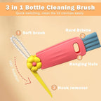 FANTEXY 3 in 1 Cup Lid Cleaning Brush Set, 3 Pieces Multifunctional Bottle - Image 5