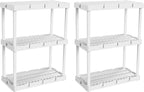 Gracious Living 2 Pack Light Duty Storage Shelves, Knect-A-Shelf 3-Shelf Ventilated Shelving Rack Organizer for Home, Garage, Basement, Laundry, White by GraciousLiving