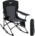 Portal Outdoor Rocking Chair Camping Folding Portable Rocker with Cup Holder Side Pocket Carry Bag, Support 350LBS (Black) by PORTAL
