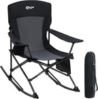 Portal Outdoor Rocking Chair Camping Folding Portable Rocker with Cup Holder Side Pocket Carry Bag, Support 350LBS (Black) by PORTAL