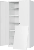 Yizosh Metal Storage Cabinet with Locking Doors and 5 Adjustable Shelves,- 72" Garage Storage White Steel Lockable File Cabinet for Office,Home,Garage by Yizosh