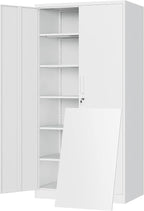 Yizosh Metal Storage Cabinet with Locking Doors and 5 Adjustable Shelves,- 72" Garage Storage White Steel Lockable File Cabinet for Office,Home,Garage by Yizosh