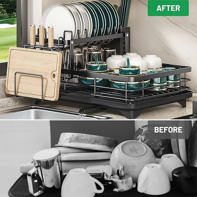 Dish Drying Rack 2-Tier Auto Draining Dish Drying Rack - Image 8