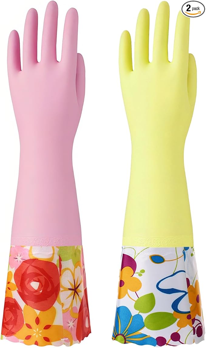 Bamllum 2 Pairs Rubber Cleaning Gloves, Household Kitchen Dishwashing Gloves by Bamllum