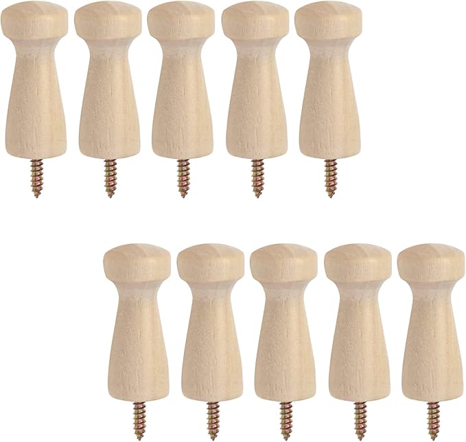 KUMGROT 10pcs Wood Coat Wall Mounted Hooks Decorative Heavy Duty Robe Hooks by KUMGROT