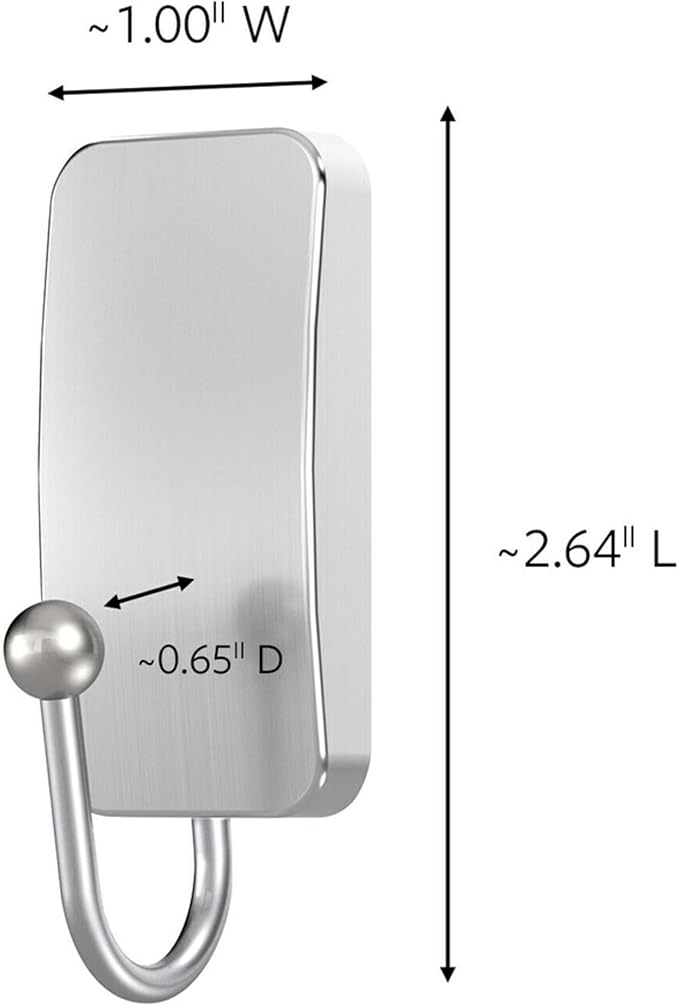 Command Small Bath Hook, Holds up to 1 lb, 1 Satin Nickel Shower Hook - Image 4