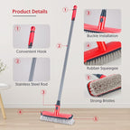 Floor Scrubber with Long Handle, 2 in 1 Scrubbing Brush Stiff Bristle Shower - Image 6
