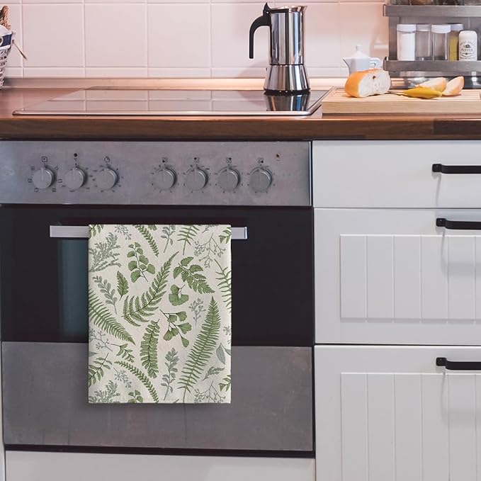 Cute Botanic Dish Towels for Drying Dishes, Absorbent Decorative Sage Green - Image 5