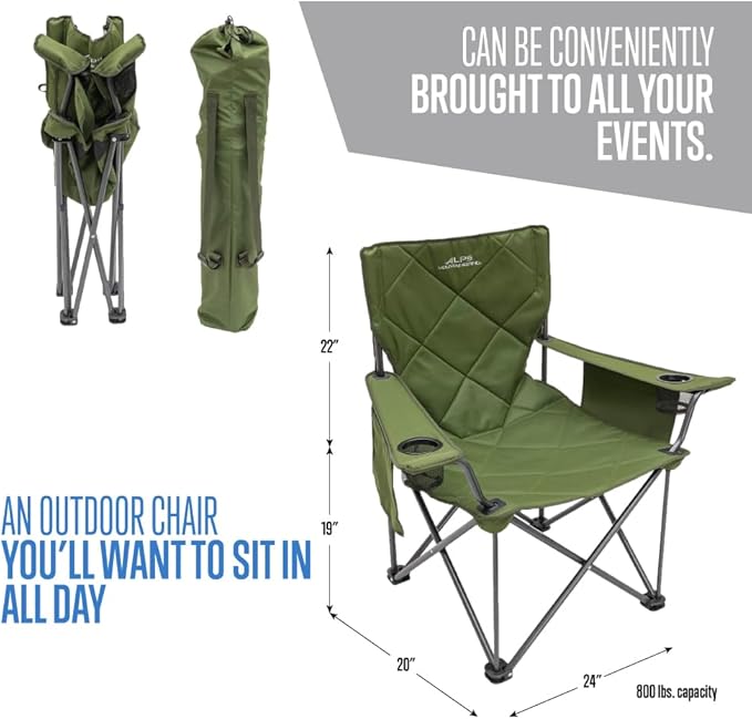 ALPS Mountaineering King Kong Camping Chairs for Adults with Mesh Cup Holders and Pockets, Built Durable and Reliable with Compact Foldable Steel Frame - Image 2