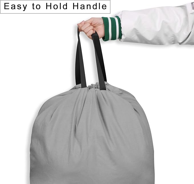 Cotton Canvas Laundry Bag with Handles & Drawstring Straps, Heavy Duty Extra - Image 3