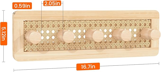 Homode Wooden Wall Hooks, Wall Mounted Coat Rack - Image 7