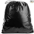 Aluf Plastics 33 Gallon 1 MIL Black Drawstring Tall Kitchen Garbage Bags by Ultrasac