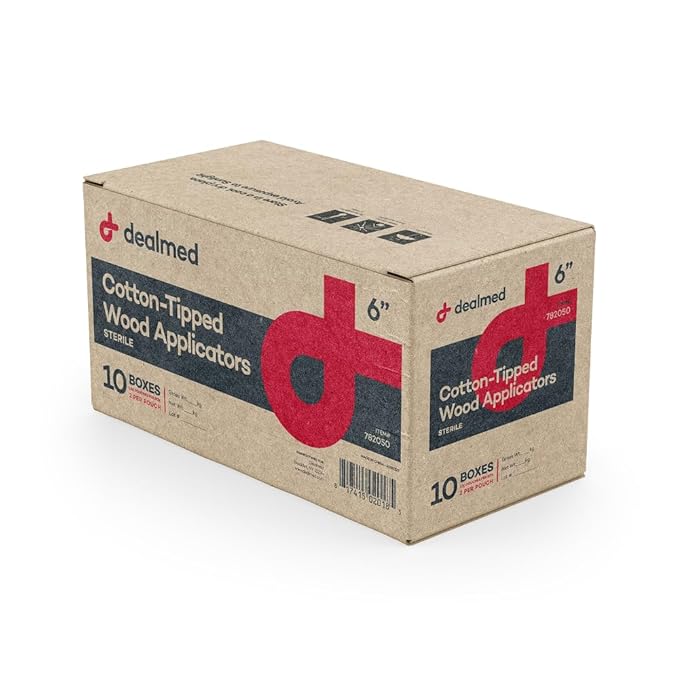 Dealmed 6" Cotton-Tipped Wood Applicators – 2, 000 Sterile Cotton-Tipped by Dealmed