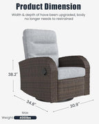 Outdoor Swivel Recliner Chair, All-Weather Wicker Reclining Patio Chair with Adjustable Backrest and Footrest - Image 2