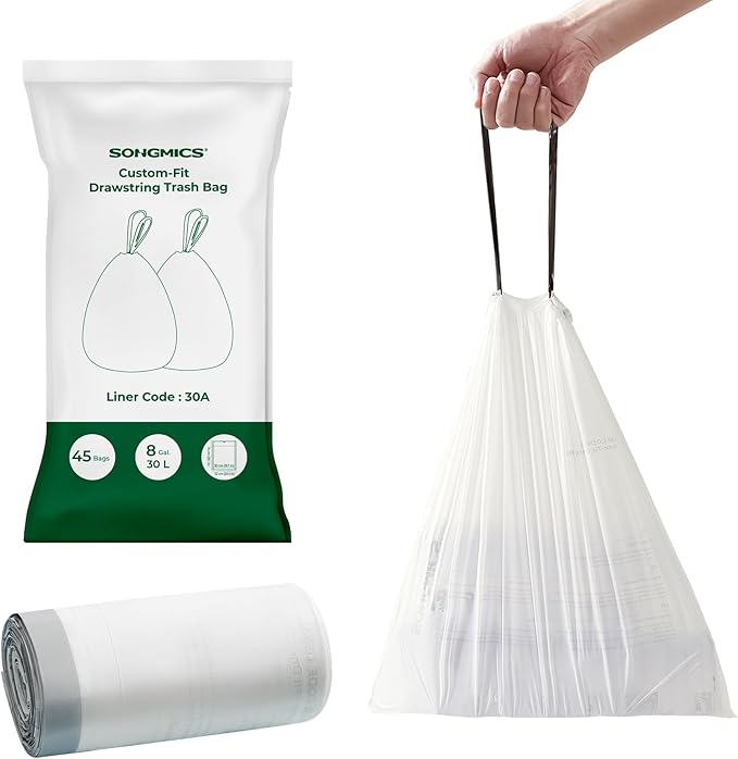 SONGMICS Trash Bags for 8-Gallon Trash Cans, Drawstring Kitchen Garbage Bags by SONGMICSbySONGMICSHOME