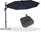 PURPLE LEAF 10 Feet Patio Umbrella With Base Outdoor Cantilever Round Aluminum Offset With 360-Degree Rotation for Deck Garden Pool Navy Blue - Image 3