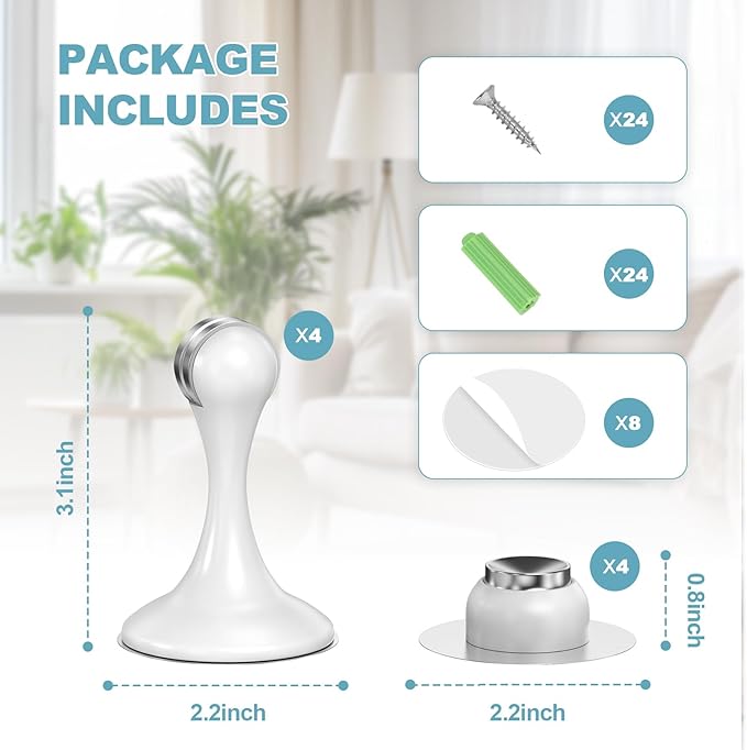 Magnetic Door Stoppers 4 Pack, Stainless Steel Door Stops - Image 5
