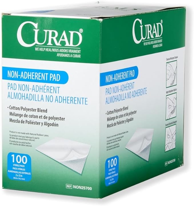 Curad Sterile Nonadherent Pad, Perforated, Cotton/Polyester, 100 pads - Image 7