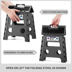 Delxo Folding Step Stool 13 inch Height Heavy Duty Foldable Step Stools for Adults and Kids,Kitchen Small Collapsible Fold Up Stepping Stool 1 Pack in Grey Dotted Texture - Image 7