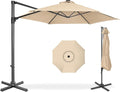 Best Choice Products 10ft Offset Cantilever Hanging Market Patio Umbrella, Smooth 360° Rotation, 8 Sturdy Ribs, Easy Adjustment - Sand by BestChoiceProducts