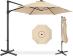 Best Choice Products 10ft Offset Cantilever Hanging Market Patio Umbrella, Smooth 360° Rotation, 8 Sturdy Ribs, Easy Adjustment - Sand by BestChoiceProducts