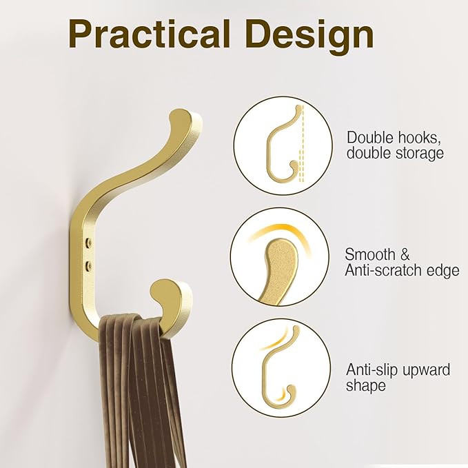 Large Wall Hooks for Hanging Coats: Heavy Duty Wall-Mount Hanger, Mudroom Hooks - Image 5