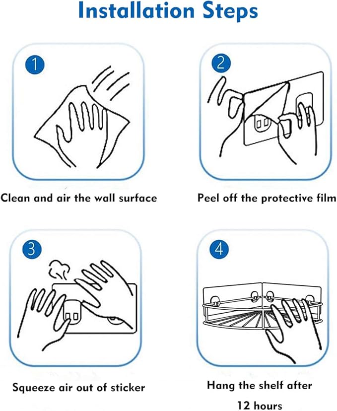 LAIGOO 8 Pcs Replacement Corner Shower Caddy Adhesive Hook Stickers, No - Image 6