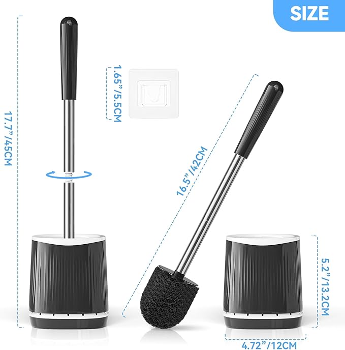 TRENTI Toilet Brush, Toilet Brush and Holder Set, Bristles Toilet Bowl Brush - Image 7