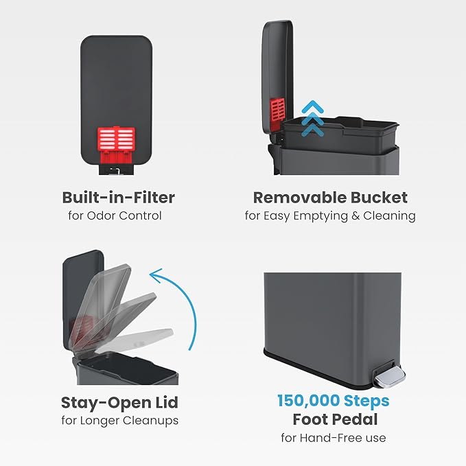 iTouchless 3 Gallon Slim Bathroom Trash Can - Image 3