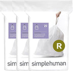 simplehuman Code R 60 Count, Dispenser Pack Custom Fit Liners, Drawstring Trash by Simplehuman