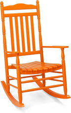 VINGLI Wooden Rocking Chair, Outdoor Chair with 450 lbs Support, Relaxing Rocker with Solid Wood High Back Seat Reclining Seat for Deck, Garden, Backyard, Porch, Indoor or Outdoor Use (Orange, 1PC) by VINGLI