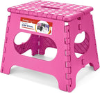 ACSTEP Folding Step Stool 11 Inch, Sturdy Plastic Foldable Step Stool for Kids & Adults, Non Slip Lightweight Collapsible Foot Stools Holds 300 lbs, Ideal for Kitchen, Bathroom, Bedroom, Rose red by ACSTEP