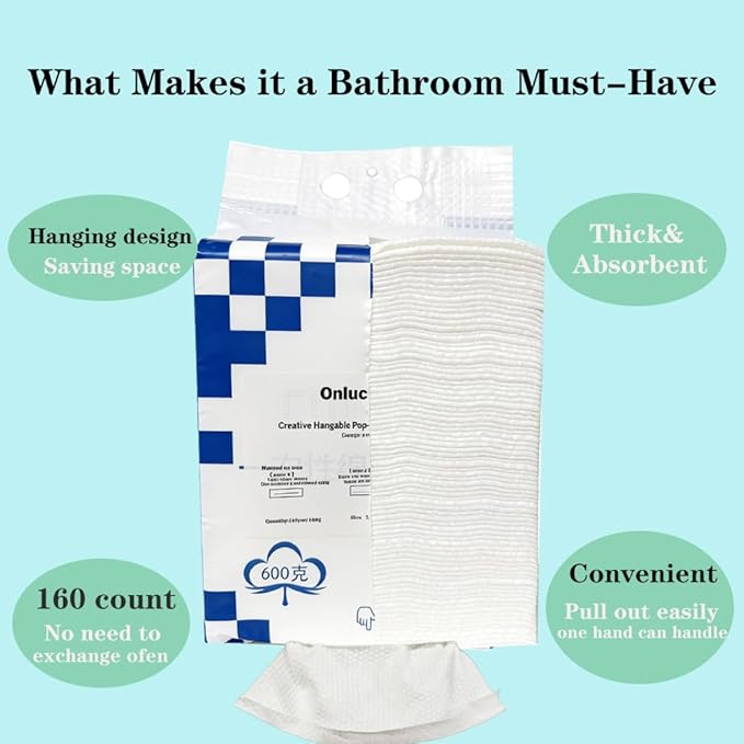 【Large Pack】Disposable Face Towels 160 Count, Hanging Design100% Bio-based - Image 2