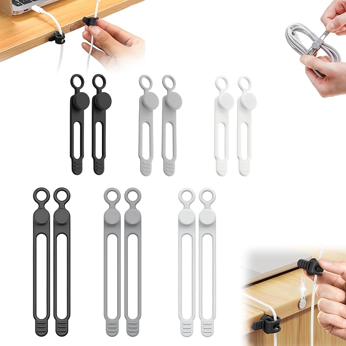 Silicone Cable Ties, Magnetic Data Cable Organizers Reusable Cable Ties Wire by muxou