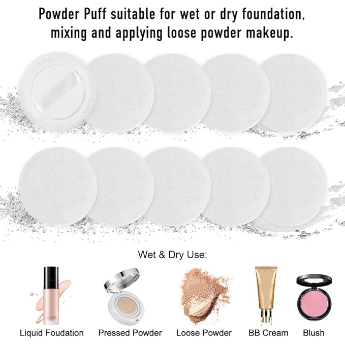 10pcs Powder Puff Cotton Cosmetic Powder Face Makeup Puffs Pads - Image 2