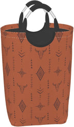 Western Boho Brown Foldable Collapsible Laundry Basket - Image 2