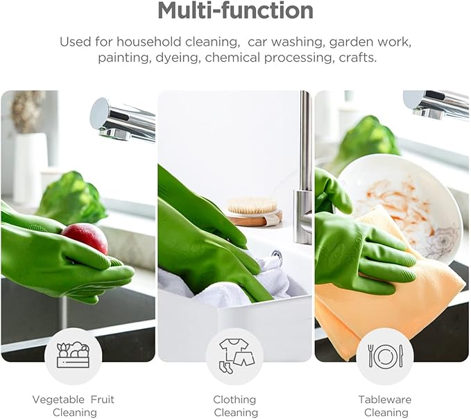 Dishwashing gloves 2 Pairs for kitchen, Rubber cleaning gloves, Long dish - Image 2