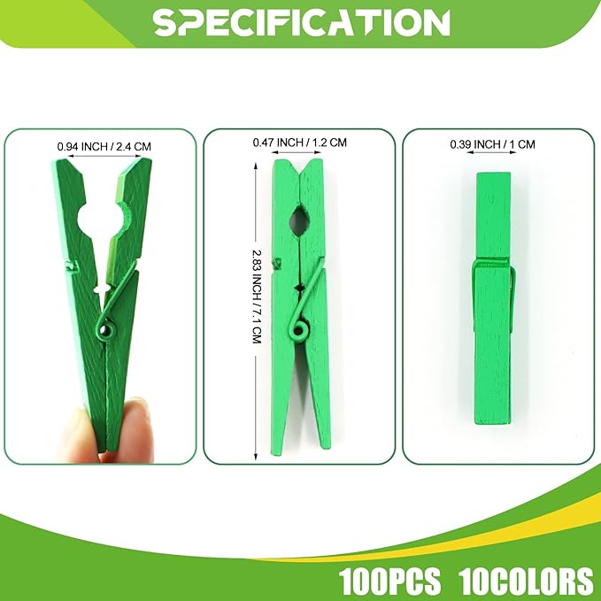 100 Pack Clothes Pins Wooden 2.9 Inch, Clothespins Wood Colorful Clothing Pins - Image 7