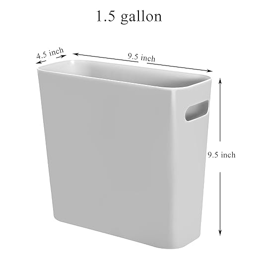 Youngever 1.5 Gallon Slim Trash Can, Plastic Garbage Container Bin, Small Trash - Image 2