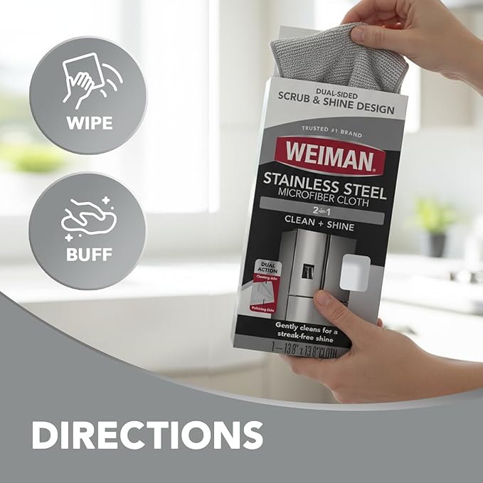 Weiman Microfiber Cloth for Stainless Steel, Safely Traps and Removes Dirt - Image 8