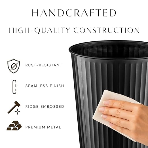 Monarch Abode Metal Bathroom Trash Can – Waste Basket - Image 3