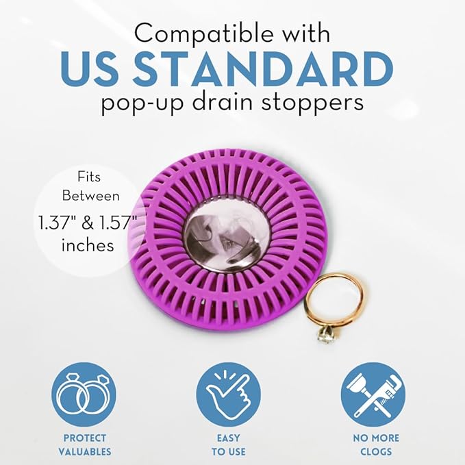 Bathroom Sink Hair Catcher for Pop-Up Drain – SinkRing 1.57" Precision Strainer - Image 3