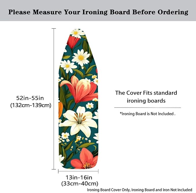 Narcissus Cover for Ironing Board 15x54 Inch Standard Size Flower Print Iron - Image 5