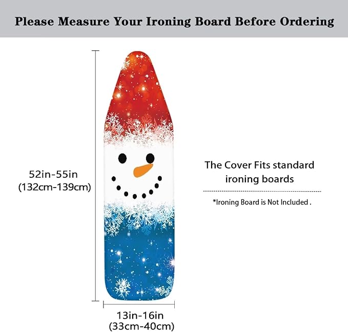ZDCUSTOM Red Blue Snowman Ironing Board Cover 52"x13" Christmas Resist - Image 5