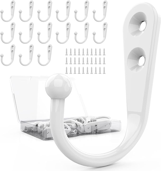15-Pack Coat Hooks with 30 Screws | Heavy Duty Wall Mounted Hooks by ZAYBOD